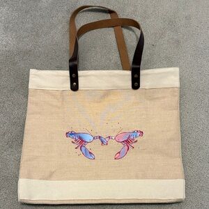 Canvas Lobster Tote Bag with Leather Handles